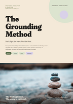 The Grounding Method – cover showing stacked river stones with the tagline 'The feeling is real. The story is optional.'