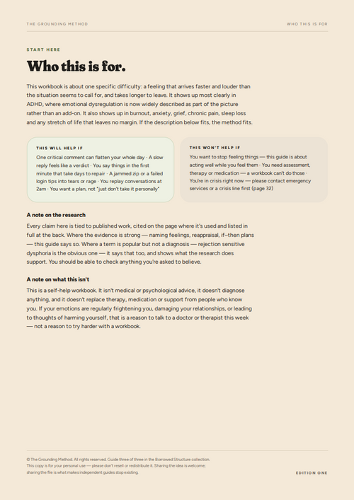 The Grounding Method – Emotional Regulation & RSD Workbook (PDF)