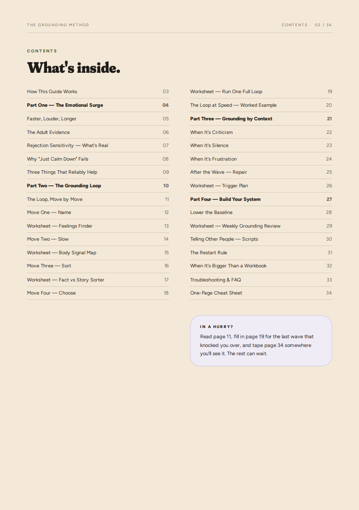 The Grounding Method – Emotional Regulation & RSD Workbook (PDF)