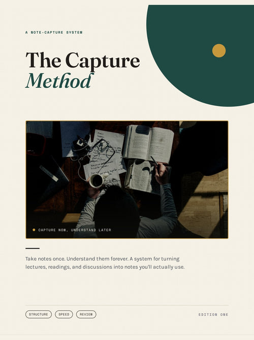 Cover of The Capture Method, a 27-page note-taking system guide