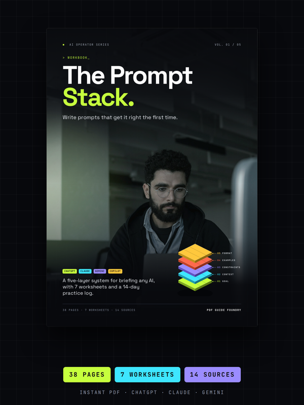 The Prompt Stack – AI Prompting Workbook (PDF) | ChatGPT, Claude & Gemini