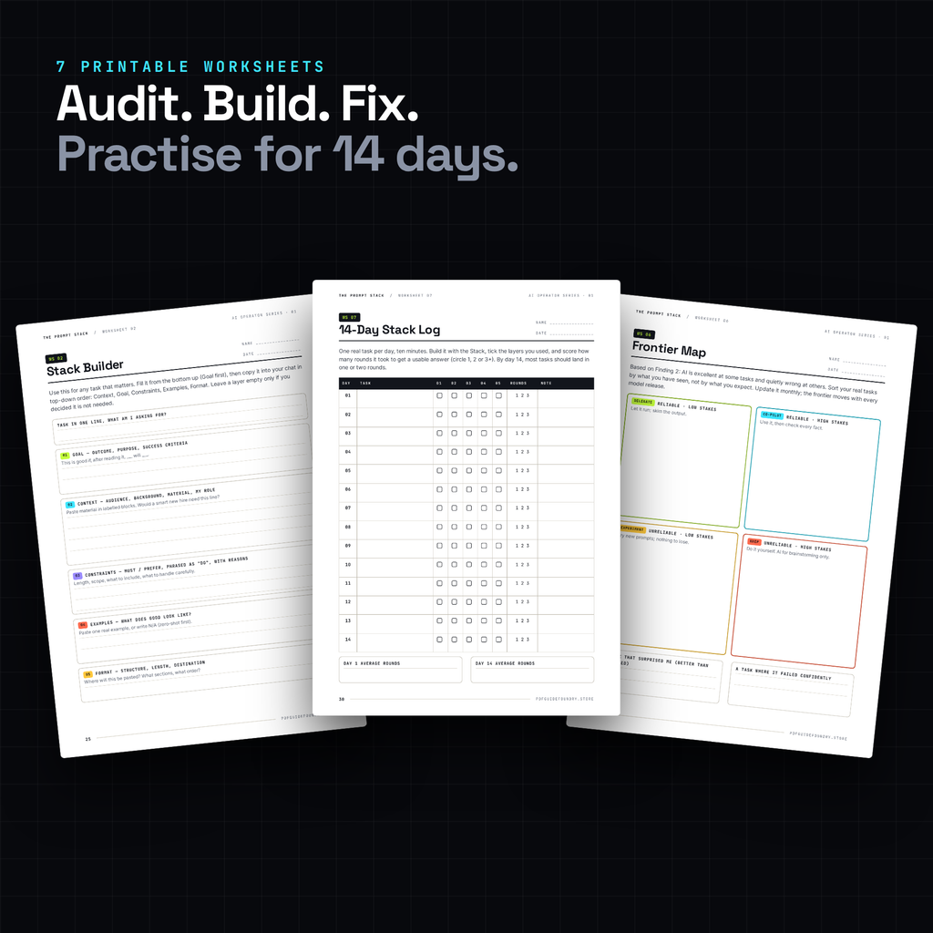The Prompt Stack – AI Prompting Workbook (PDF) | ChatGPT, Claude & Gemini
