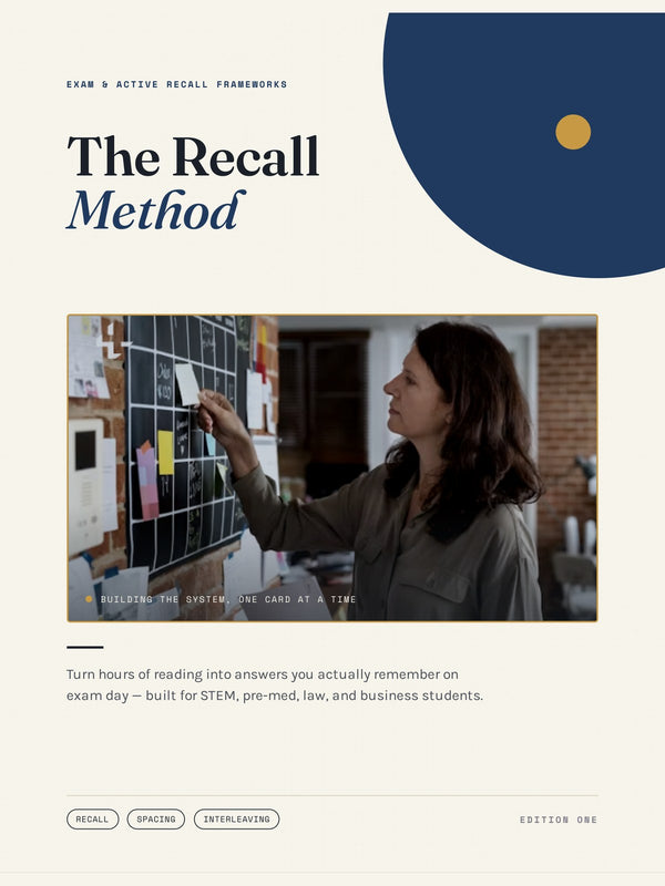 Cover of The Recall Method, a 30-page active-recall and exam-prep guide