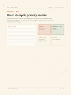 The Brain dump & priority matrix worksheet from The Study Reset